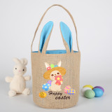 Easter Bunny Ears Canvas Bag Happy Easter Happy Easter Egg Bunny Round Bottom Handbag