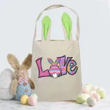 Easter Bunny Ears Canvas Bag Happy Easter Happy Easter Love Rabbit Square Bottom Handbag
