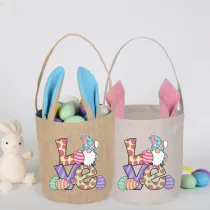 Easter Bunny Ears Canvas Bag Happy Easter Happy Easter Love Round Bottom Handbag