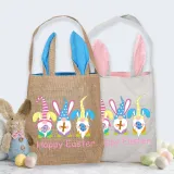 Easter Bunny Ears Canvas Bag Happy Easter Happy Easter Gnomies Rabbit Square Bottom Handbag