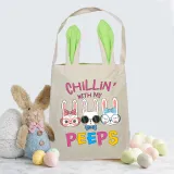 Easter Bunny Ears Canvas Bag Happy Easter Happy Easter Chillin With My Peeps Square Bottom Handbag