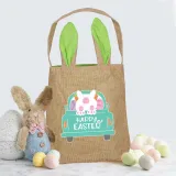 Easter Bunny Ears Canvas Bag Happy Easter Happy Easter Rabbit Car Square Bottom Handbag