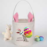 Easter Bunny Ears Canvas Bag Happy Easter Happy Easter Bunny Egg Round Bottom Handbag