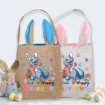 Easter Bunny Ears Canvas Bag Happy Easter Happy Easter Happy Eastrawr Dinosaur Square Bottom Handbag