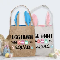 Easter Bunny Ears Canvas Bag Happy Easter Happy Easter Eggs Hunt Squad Square Bottom Handbag
