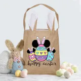 Easter Bunny Ears Canvas Bag Happy Easter Happy Easter Cartoon Mouse Eggs Square Bottom Handbag