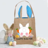 Easter Bunny Ears Canvas Bag Happy Easter Happy Easter Carrot Egg Square Bottom Handbag
