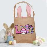 Easter Bunny Ears Canvas Bag Happy Easter Happy Easter Love Rabbit Square Bottom Handbag