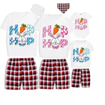 Matching Easter Family Pajamas Happy Easter Hop Bunny White Pajamas Set