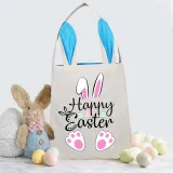 Easter Bunny Ears Canvas Bag Happy Easter Happy Easter Love Rabbit Square Bottom Handbag