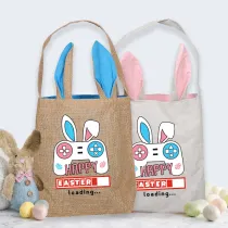 Easter Bunny Ears Canvas Bag Happy Easter Happy Easter Loading Game Square Bottom Handbag