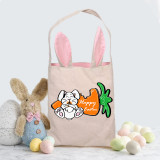 Easter Bunny Ears Canvas Bag Happy Easter Bunny Carrot Square Bottom Handbag