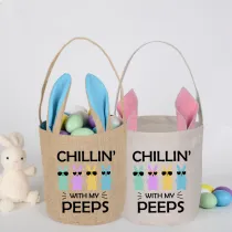 Easter Bunny Ears Canvas Bag Happy Easter Happy Easter Chillin With My Peeps Sunglass Bunny Round Bottom Handbag