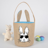 Easter Bunny Ears Canvas Bag Happy Easter Happy Easter Cool Rabbit With Glasses Round Bottom Handbag