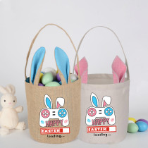 Easter Bunny Ears Canvas Bag Happy Easter Happy Easter Loading Game Round Bottom Handbag