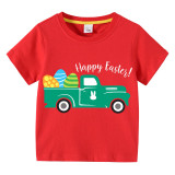 Easter Day Kids Top T-shirts Happy Easter Eggs Car T-shirts For Boys And Girls