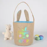 Easter Bunny Ears Canvas Bag Happy Easter Happy Easter Round Bottom Handbag