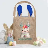 Easter Bunny Ears Canvas Bag Happy Easter Happy Easter Flower Bunny Egg Square Bottom Handbag