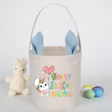 Easter Bunny Ears Canvas Bag Happy Easter Happy Easter Bunny Round Bottom Handbag