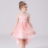 Toddler Girls Sleeveless Embroidery Bowknot Belt Formal Gowns Fishtail Dress