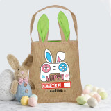 Easter Bunny Ears Canvas Bag Happy Easter Happy Easter Loading Game Square Bottom Handbag