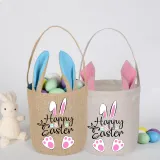 Easter Bunny Ears Canvas Bag Happy Easter Happy Easter Love Rabbit Round Bottom Handbag