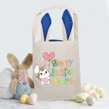 Easter Bunny Ears Canvas Bag Happy Easter Happy Easter Bunny Square Bottom Handbag