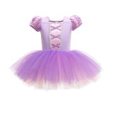 Toddler Girls Puffy Sleeves Cosplay Purple Dress Tutu Princess Ballet Dress