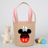 Easter Bunny Ears Canvas Bag Happy Easter Happy Easter Cartoon Mouse Round Bottom Handbag