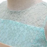 Toddler Girls Sleeveless Flower Belt Lace Hollow Out Formal Midi Dress