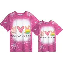 Mommy and Me Matching Clothing Top Happy Easter Peace Love Easter Tie Dyed Family T-shirts