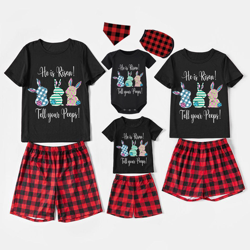 Matching Easter Family Pajamas Happy Easter He Is Risen Tell Your Peeps Black Pajamas Set