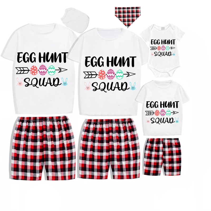 Matching Easter Family Pajamas Happy Egg Hunt Squad White Pajamas Set
