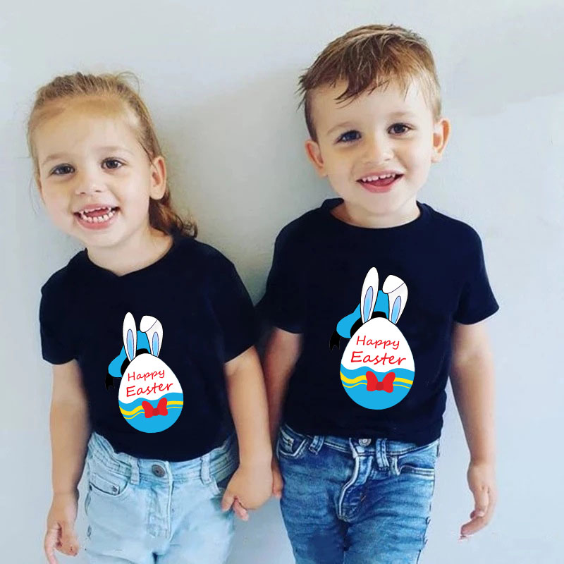 Easter Day Kids Top T-shirts Happy Easter Egg T-shirts For Boys And Girls