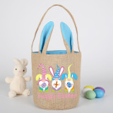 Easter Bunny Ears Canvas Bag Happy Easter Happy Easter Gnomies Rabbit Round Bottom Handbag