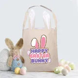 Easter Bunny Ears Canvas Bag Happy Easter Happy Easter Bunny Square Bottom Handbag