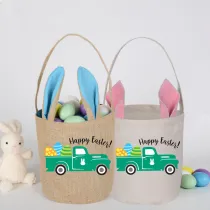 Easter Bunny Ears Canvas Bag Happy Easter Happy Easter Car Round Bottom Handbag