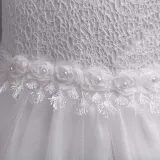 Toddler Girls Sleeveless Pearls Collar Formal Midi Embroidery Puffy Dress