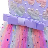 Toddler Girls Sleeveless Heart Embroidery Bowknot Belt Formal Midi Sequin Dress