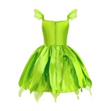 Toddler Girls Flying Sleeve Green Costumes Princess Dress with Butterfly Wings