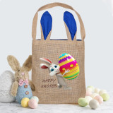 Easter Bunny Ears Canvas Bag Happy Easter Happy Easter Bunny Egg Square Bottom Handbag