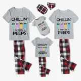 Matching Easter Family Pajamas Happy Easter Chillin With My Peeps Sunglass Bunny Gray Pajamas Set