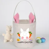 Easter Bunny Ears Canvas Bag Happy Easter Happy Easter Carrot Egg Round Bottom Handbag