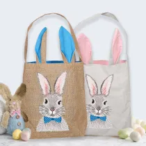 Easter Bunny Ears Canvas Bag Happy Easter Happy Easter Bunny Tie Square Bottom Handbag
