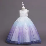 Toddler Girls Sleeveless Sequin Embroidery Gradient Formal Maxi Puffy Dress