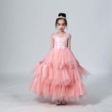 Toddler Girls Sleeveless Embroidery Formal Gowns Puffy Dress