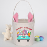 Easter Bunny Ears Canvas Bag Happy Easter Happy Easter Gnomies Car Round Bottom Handbag