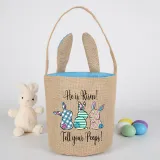Easter Bunny Ears Canvas Bag Happy Easter Happy Easter He Is Risen Tell Your Peeps Round Bottom Handbag