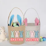 Easter Bunny Ears Canvas Bag Happy Easter Happy Easter Plaids Bunny Round Bottom Handbag