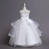 Toddler Girls Sleeveless Mesh Embroidery Formal Maxi Puffy Dress